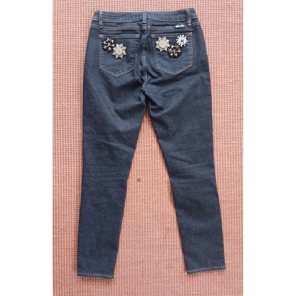 Miss Me Jeans Size 27 Bling Snow Flake Ankle Skinny Dark Wash Blue Embellished